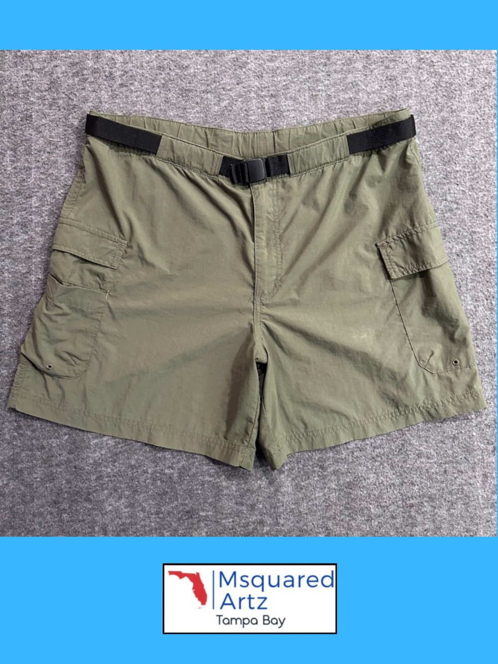 Columbia Women's Medium Olive Green Nylon Cargo Hiking Shorts Built-In Belt